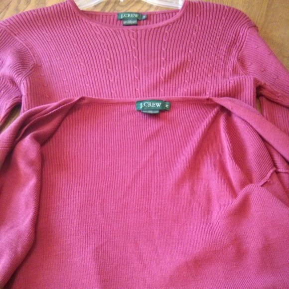 Red J Crew 100% Silk Twinset Size M Old Money Classic Preppy Academia Librarian - Picture 2 of 16